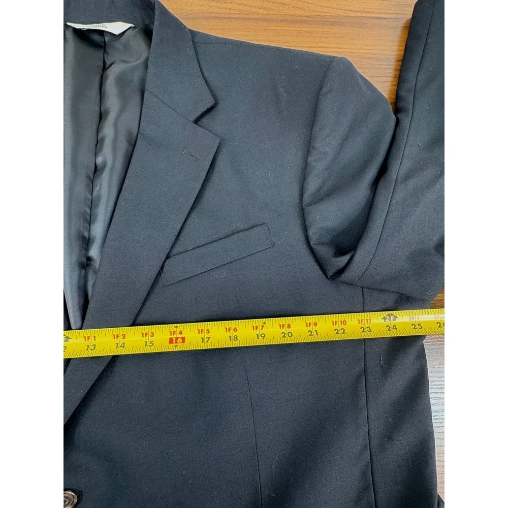 Versini Mens 48R‎ Black 100% Wool 2 Button Single Breasted Blazer Jacket Classic
